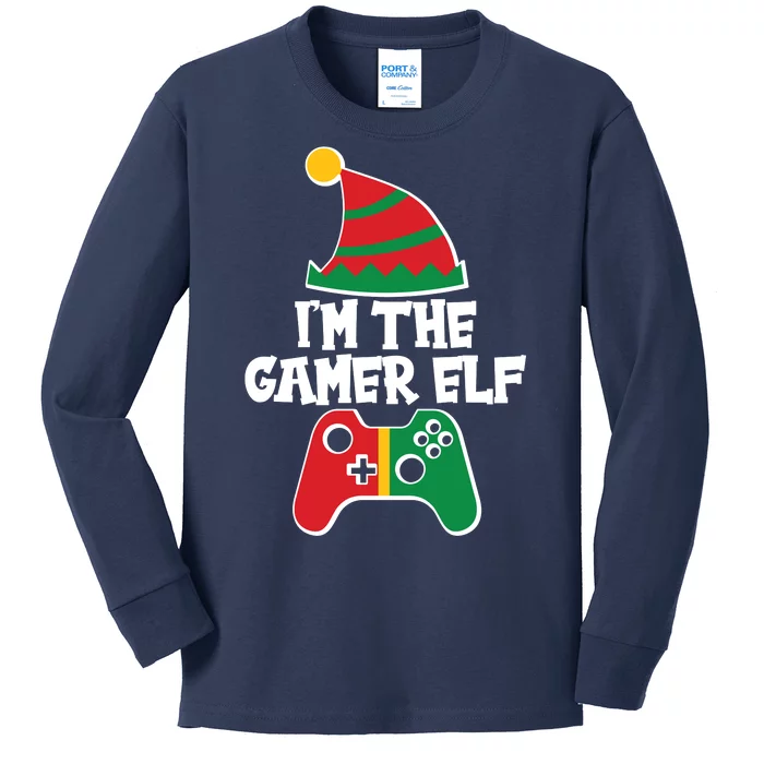 Cool Christmas I'm The Gamer Elf Kids Long Sleeve Shirt