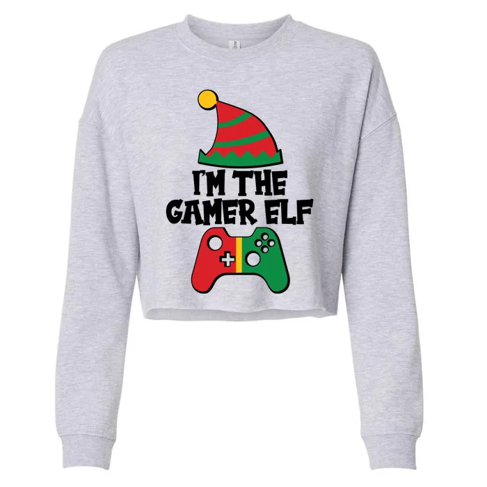 Cool Christmas I'm The Gamer Elf Cropped Pullover Crew