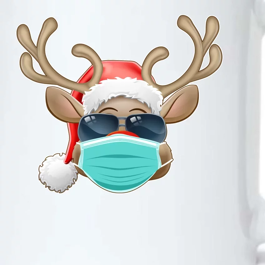 Cool Christmas Rudolph Red Nose Reindeer Mask 2020 Quarantined Black Color Changing Mug