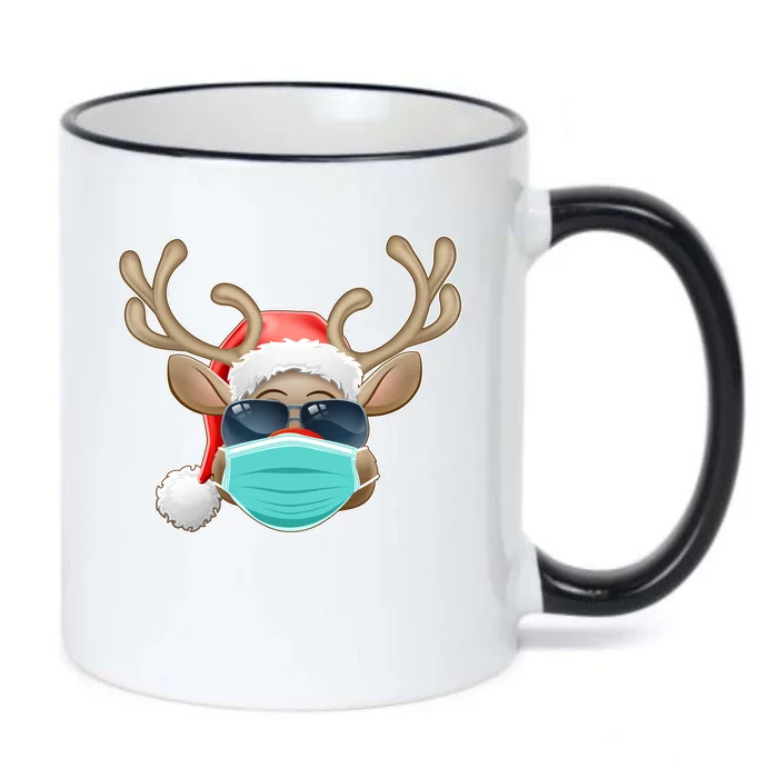 Cool Christmas Rudolph Red Nose Reindeer Mask 2020 Quarantined Black Color Changing Mug