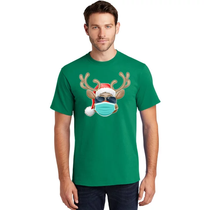 Cool Christmas Rudolph Red Nose Reindeer Mask 2020 Quarantined Tall T-Shirt