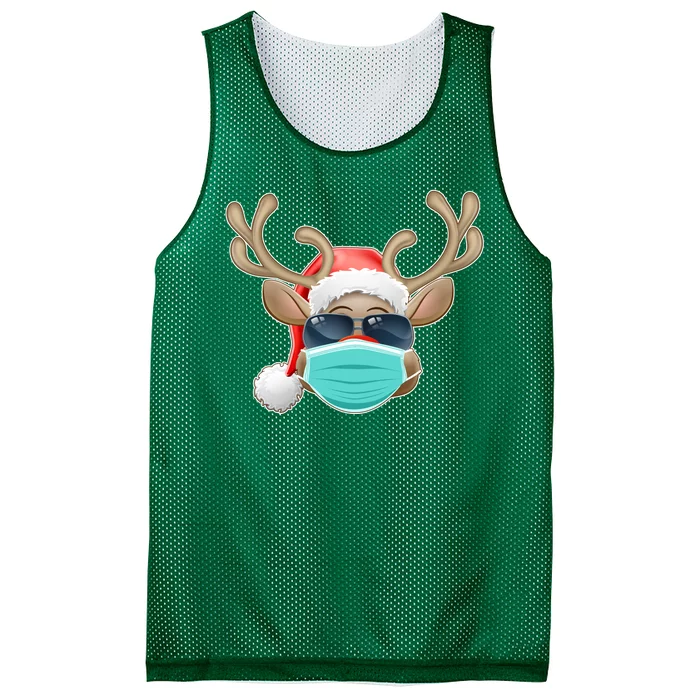 Cool Christmas Rudolph Red Nose Reindeer Mask 2020 Quarantined Mesh Reversible Basketball Jersey Tank