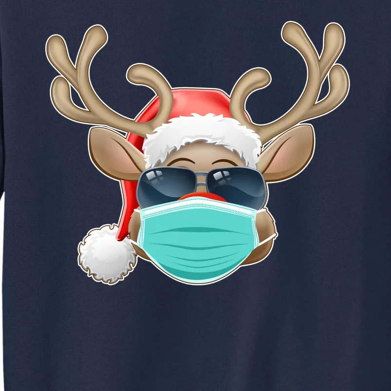 Cool Christmas Rudolph Red Nose Reindeer Mask 2020 Quarantined Tall Sweatshirt