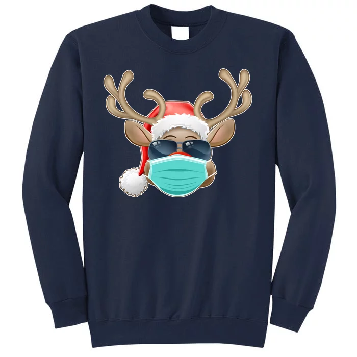 Cool Christmas Rudolph Red Nose Reindeer Mask 2020 Quarantined Tall Sweatshirt