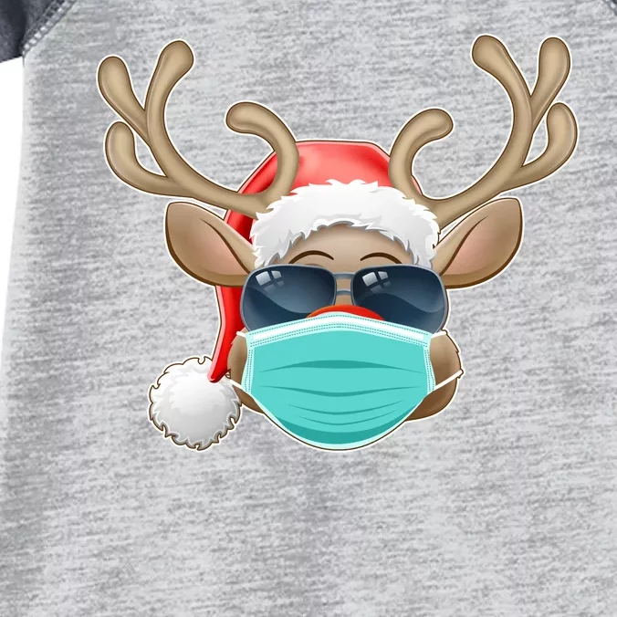 Cool Christmas Rudolph Red Nose Reindeer Mask 2020 Quarantined Infant Baby Jersey Bodysuit