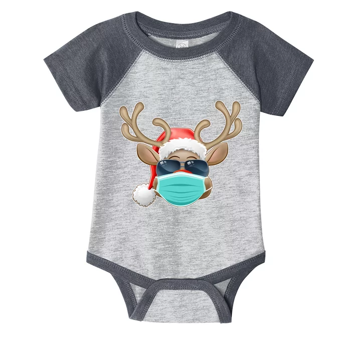 Cool Christmas Rudolph Red Nose Reindeer Mask 2020 Quarantined Infant Baby Jersey Bodysuit