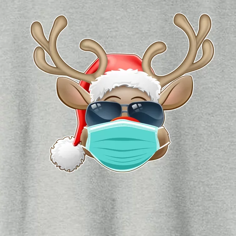 Cool Christmas Rudolph Red Nose Reindeer Mask 2020 Quarantined Women's Crop Top Tee