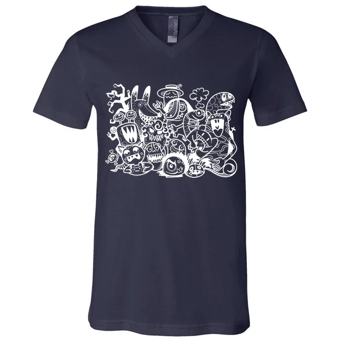 Cool Classic Cartoonish Character Group V-Neck T-Shirt