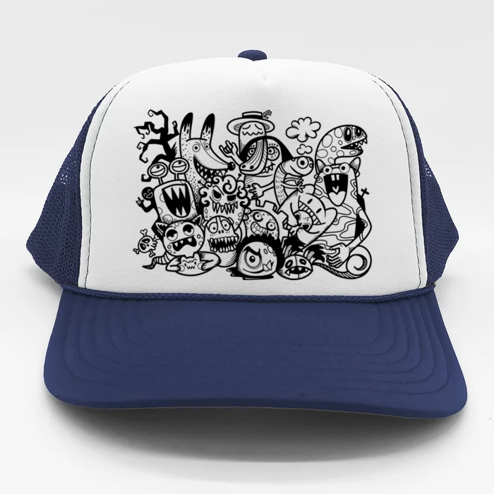 Cool Classic Cartoonish Character Group Trucker Hat