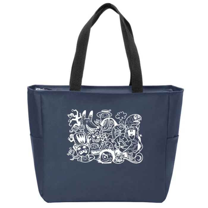 Cool Classic Cartoonish Character Group Zip Tote Bag