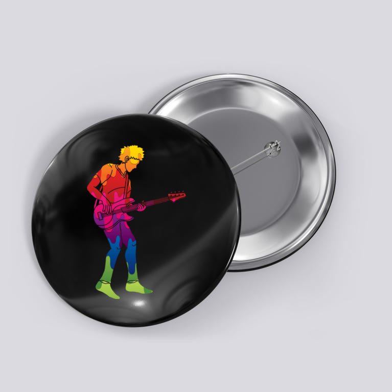 Cool Colorful Music Guitar Guy Button