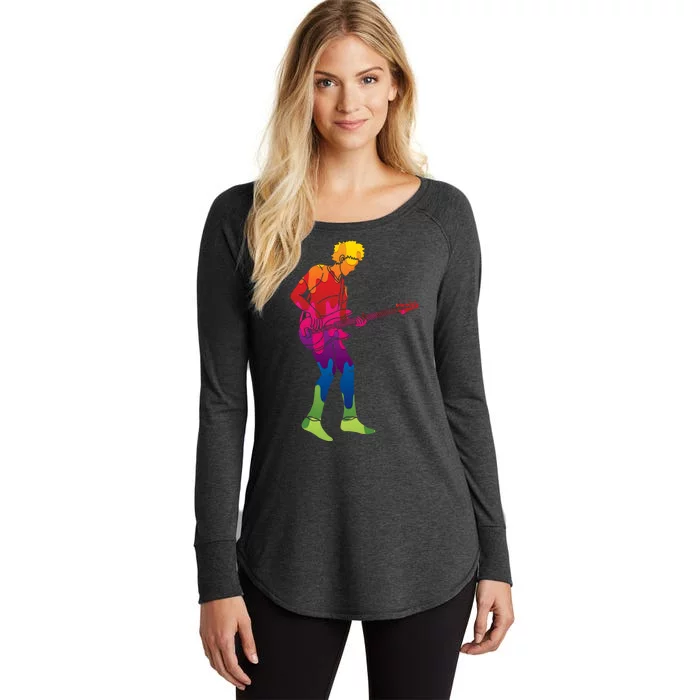 Cool Colorful Music Guitar Guy Women's Perfect Tri Tunic Long Sleeve Shirt