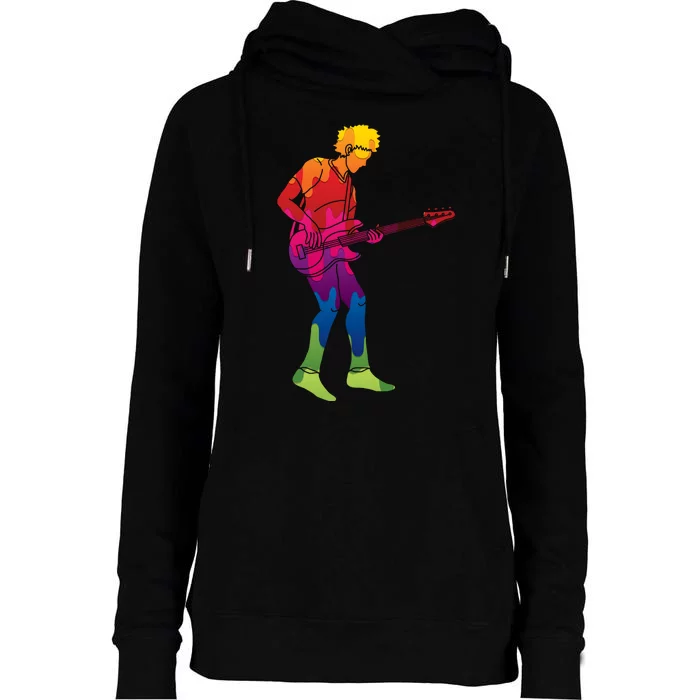 Cool Colorful Music Guitar Guy Womens Funnel Neck Pullover Hood