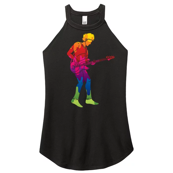 Cool Colorful Music Guitar Guy Women’s Perfect Tri Rocker Tank