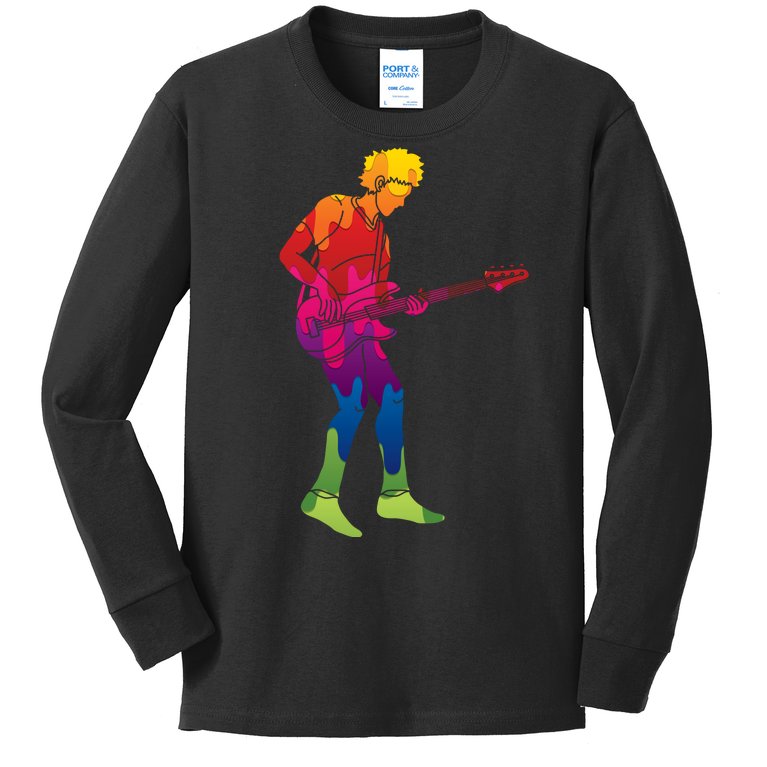 Cool Colorful Music Guitar Guy Kids Long Sleeve Shirt