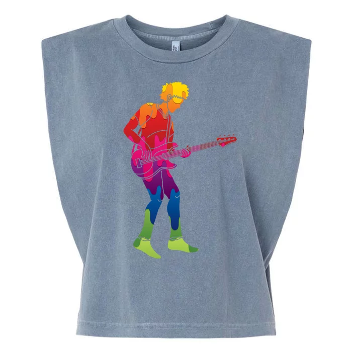 Cool Colorful Music Guitar Guy Garment-Dyed Women's Muscle Tee