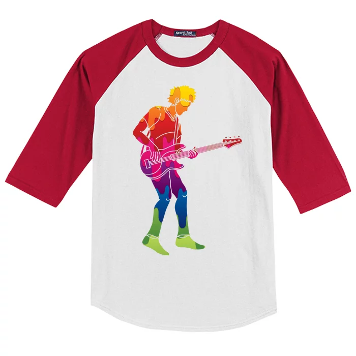 Cool Colorful Music Guitar Guy Kids Colorblock Raglan Jersey