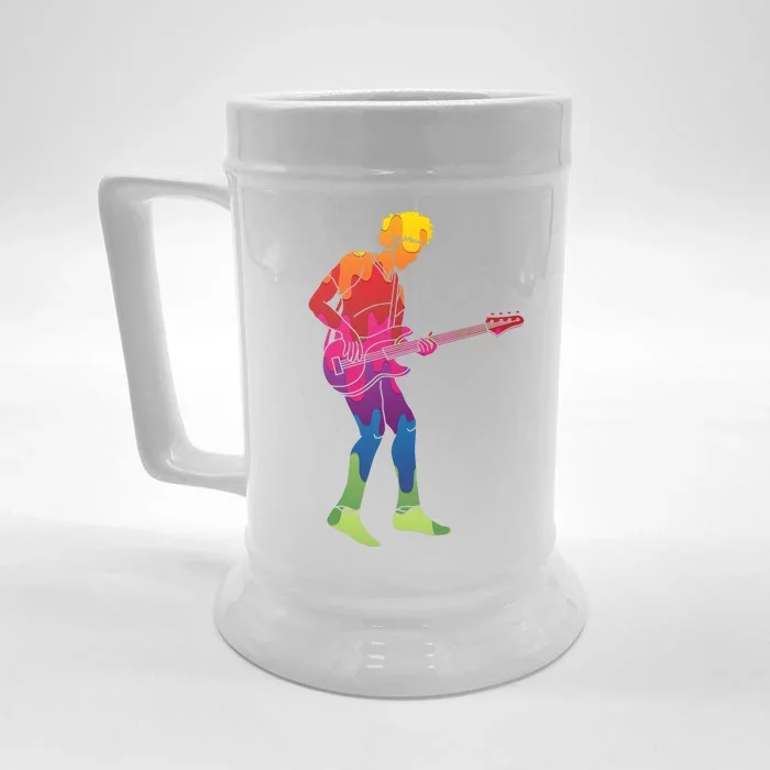 Cool Colorful Music Guitar Guy Front & Back Beer Stein