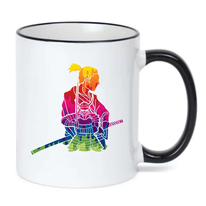 Cool Colorful Samurai Katana Black Color Changing Mug