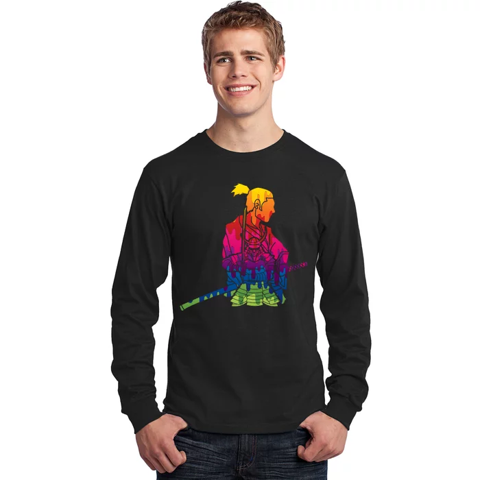 Cool Colorful Samurai Katana Long Sleeve Shirt