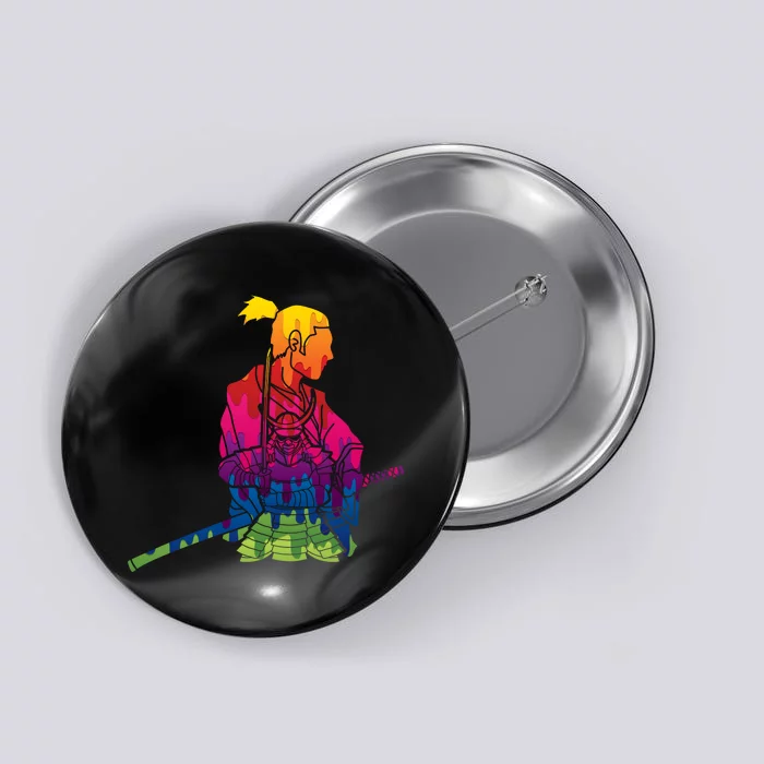 Cool Colorful Samurai Katana Button