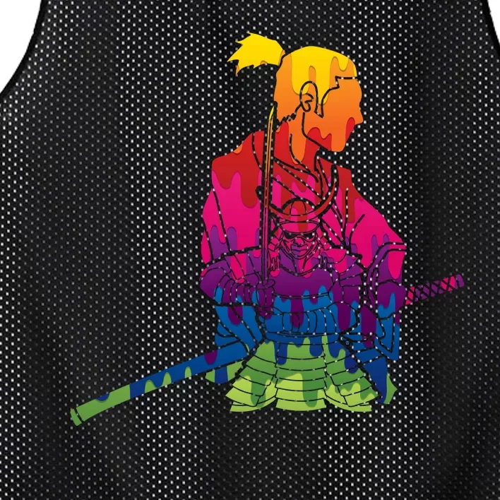 Cool Colorful Samurai Katana Mesh Reversible Basketball Jersey Tank