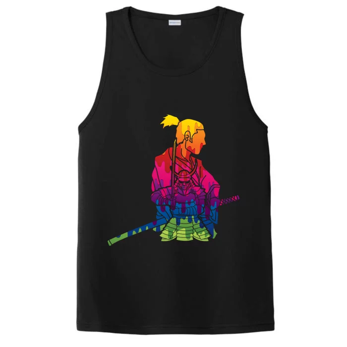 Cool Colorful Samurai Katana Performance Tank