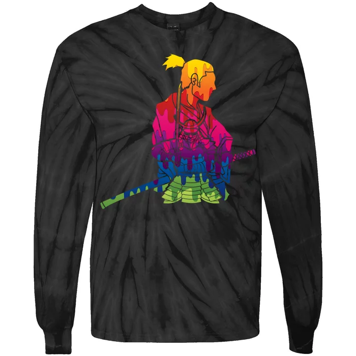 Cool Colorful Samurai Katana Tie-Dye Long Sleeve Shirt