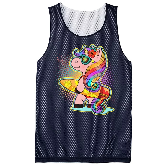 Cool Cute Surfer Unicorn Mesh Reversible Basketball Jersey Tank