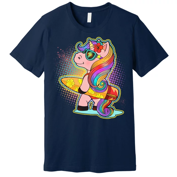 Cool Cute Surfer Unicorn Premium T-Shirt