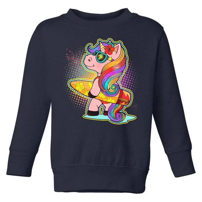 Cool Cute Surfer Unicorn Toddler Sweatshirt