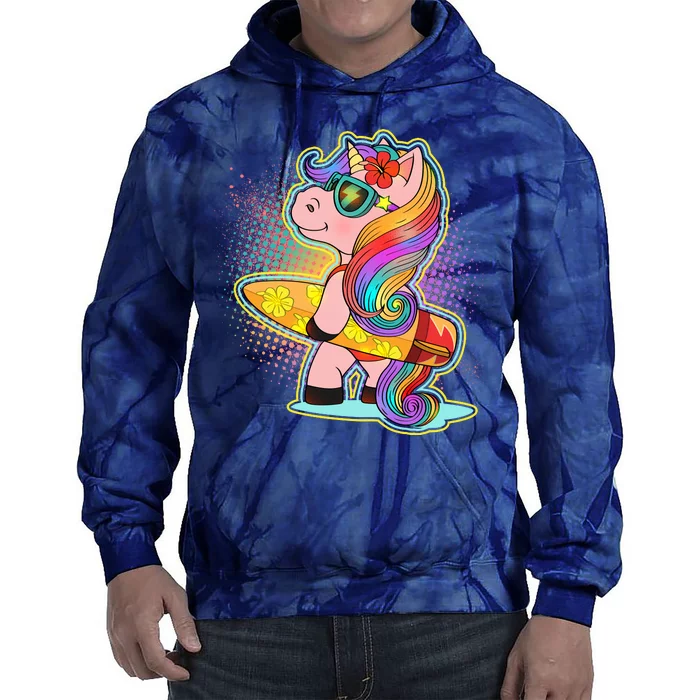 Cool Cute Surfer Unicorn Tie Dye Hoodie