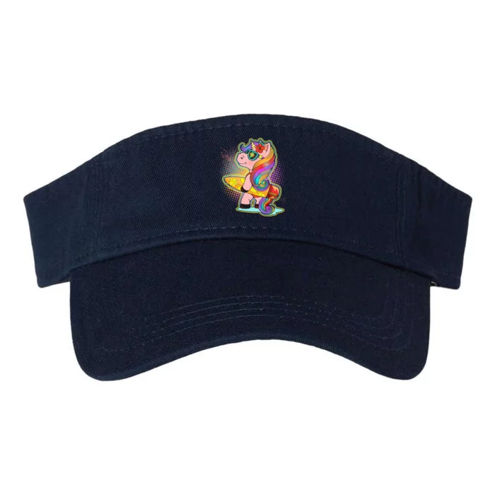 Cool Cute Surfer Unicorn Valucap Bio-Washed Visor