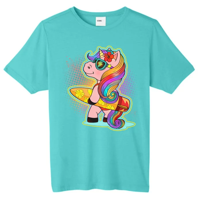 Cool Cute Surfer Unicorn ChromaSoft Performance T-Shirt