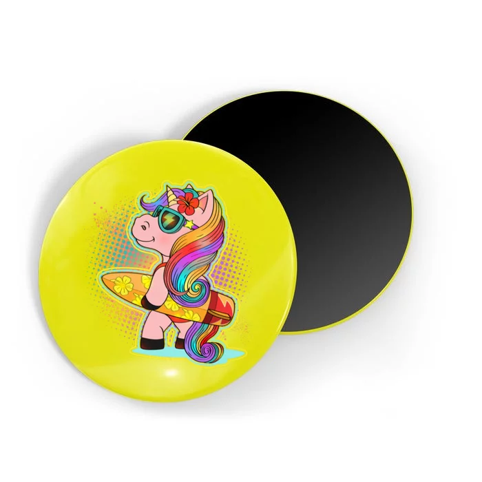 Cool Cute Surfer Unicorn Magnet