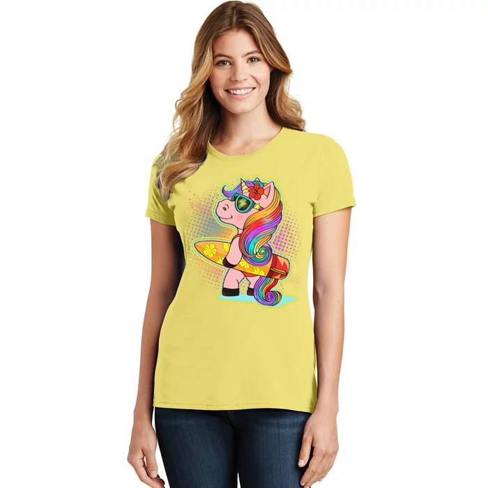 Cool Cute Surfer Unicorn Women's T-Shirt