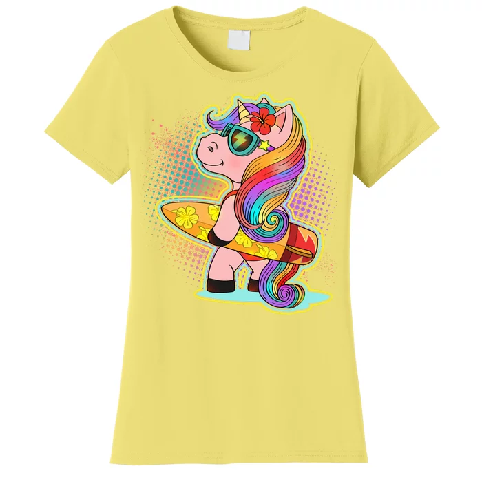 Cool Cute Surfer Unicorn Women's T-Shirt