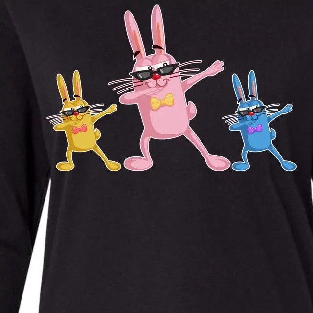 Cool Dabbing Easter Bunnies Womens Cotton Relaxed Long Sleeve T-Shirt