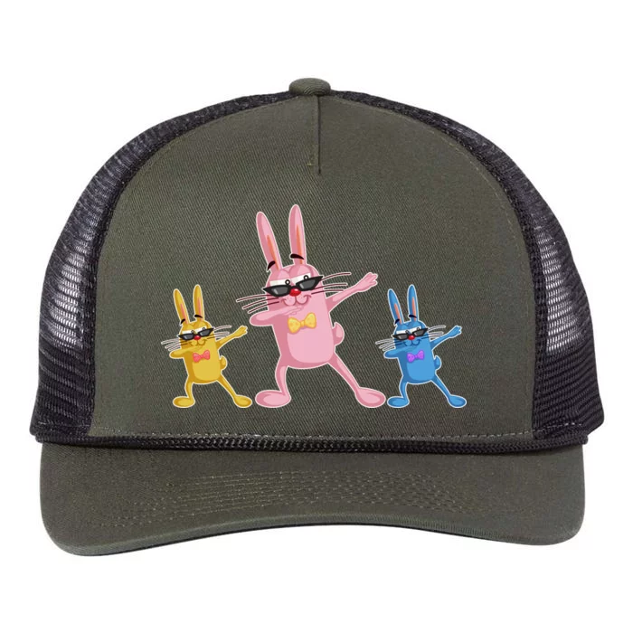 Cool Dabbing Easter Bunnies Retro Rope Trucker Hat Cap