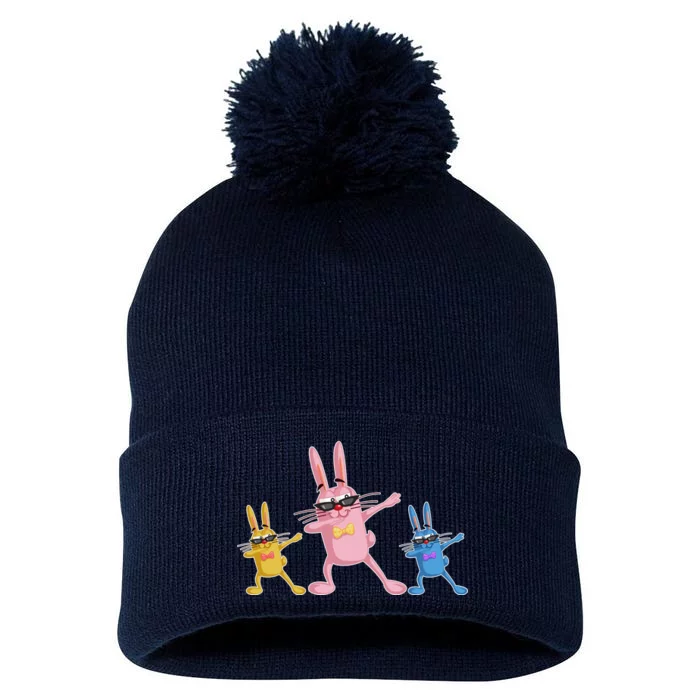 Cool Dabbing Easter Bunnies Pom Pom 12in Knit Beanie