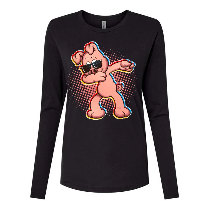 Cool Dabbing Pig Womens Cotton Relaxed Long Sleeve T-Shirt