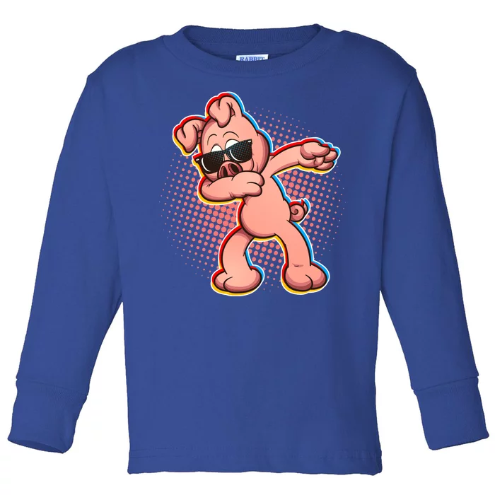 Cool Dabbing Pig Toddler Long Sleeve Shirt