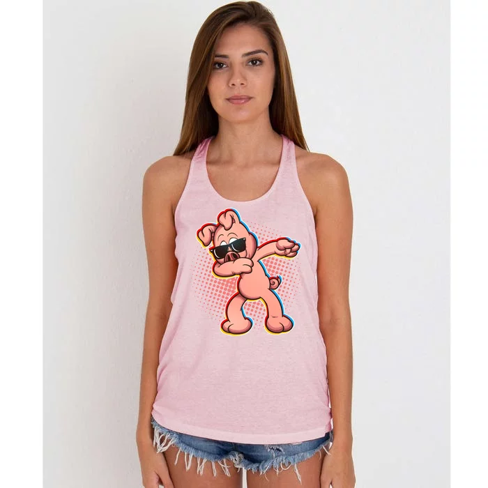 Cool Dabbing Pig Women's Knotted Racerback Tank