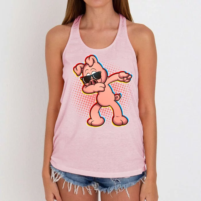 Cool Dabbing Pig Women's Knotted Racerback Tank