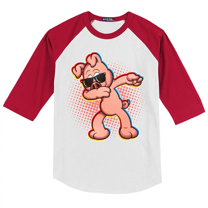 Cool Dabbing Pig Kids Colorblock Raglan Jersey