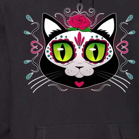 Cool Day Of The Dead Cat Premium Hoodie