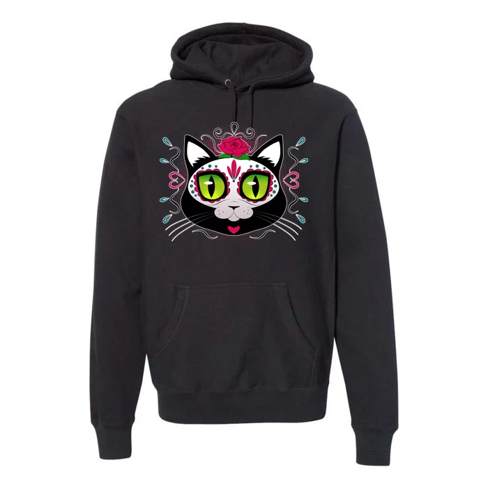 Cool Day Of The Dead Cat Premium Hoodie