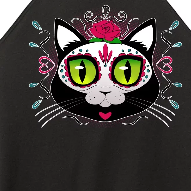 Cool Day Of The Dead Cat Women’s Perfect Tri Rocker Tank