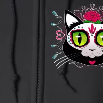 Cool Day Of The Dead Cat Full Zip Hoodie