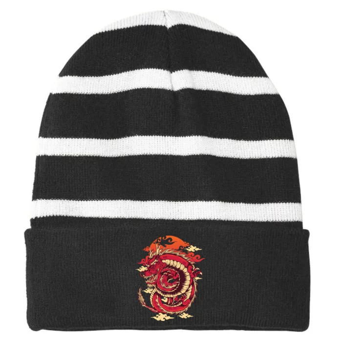 Cool Dragon Cloud design Striped Beanie with Solid Band